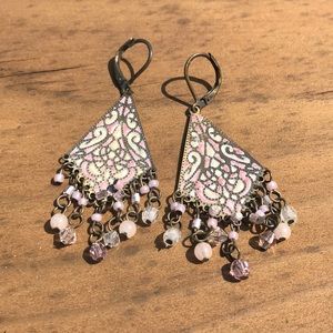 Pink Resin Chandelier Dangly Earrings